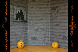 Halloween photo backdrop and haunted house scene setter